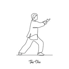 One continuous line drawing of Tai Chi sports vector illustration. Traditional sports design in simple linear continuous style vector concept. Sports theme design for your asset design illustration.