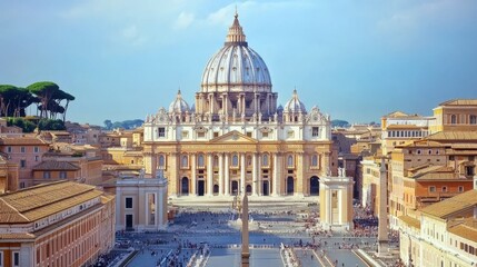 Rooftops in Rome and Vatican City.