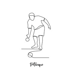 One continuous line drawing of Petanque sports vector illustration. Traditional sports design in simple linear continuous style vector concept. Sports theme design for your asset design illustration.
