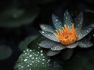 Water lily isolated on black background