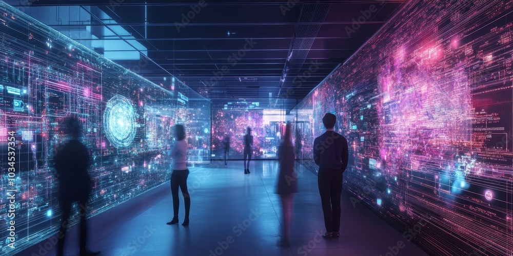 Poster Cutting-edge information science lab with AI-powered tools, exploring new data processing methods