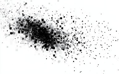 Pixel Art Composition of Black and White Squares Creating a Grayscale Effect on a White Background