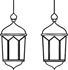 Islamic Eid lanterns silhouette vector illustration .