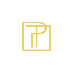 initial letter pt square line logo