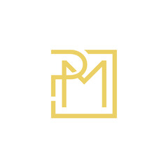 initial letter PM square line logo