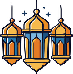 Obraz premium Islamic Eid lanterns silhouette vector illustration .
