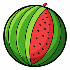 Watermelon icon in color and black and white Vector illustration EPS10