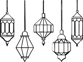 Islamic Eid lanterns silhouette vector illustration .