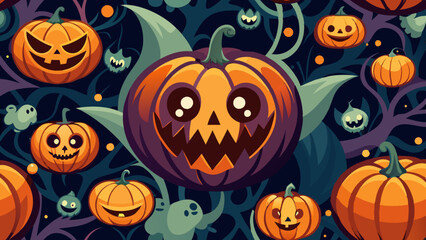 halloween pumpkin seamless pattern
