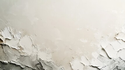Obraz premium A textured, peeling wall with layers of white and gray paint, evoking a sense of age and decay in a minimalist style.