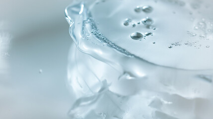 a top-down, close-up view of a transparent jelly cake, filling the entire frame