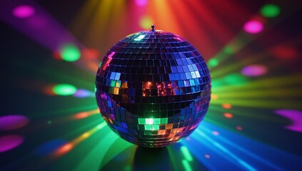 Obraz premium Colorful disco ball illuminating an event party scene at night