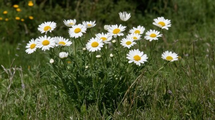 Fototapeta premium Bright White Daisies in Lush Green Field