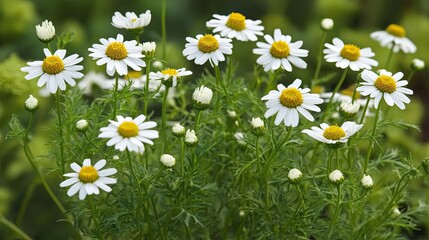 Fototapeta premium Bright Daisies in Bloom Amidst Lush Greenery