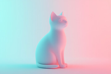 Abstract Cat in Soft Pink Gradient Light