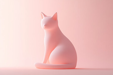 Abstract Cat in Soft Pink Gradient Light