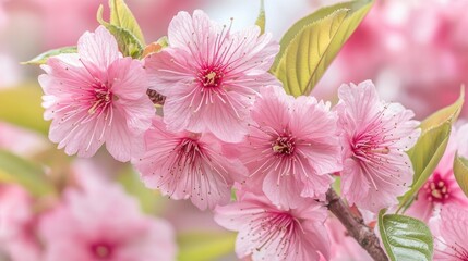 Obraz premium Delicate Pink Cherry Blossoms in Spring Bloom