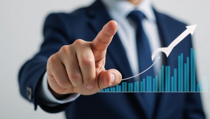 Pointer highlights upward trend on stock market chart signifying growth and prosperity