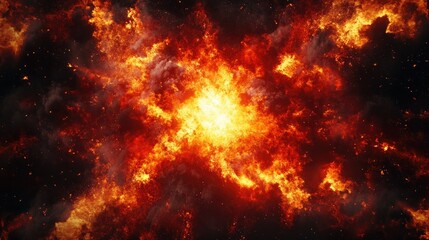 Explosive Cosmic Nebula in Fiery Colors