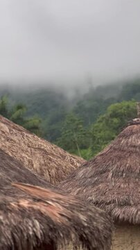 Detalle de techos de chozas en pueblo ind&iacute;gena Kogui de la Sierra Nevada de Colombia
