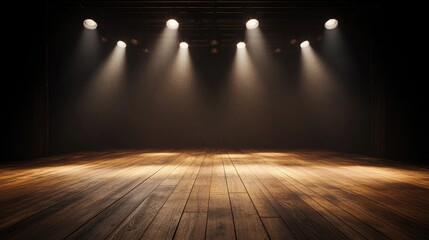 Dimly Lit Stage with Spotlight Effects