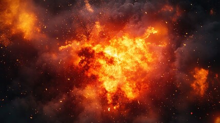 Fototapeta premium Explosive Fireball in a Dark Sky