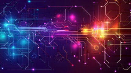 Fototapeta premium Abstract Digital Network with Glowing Lines and Nodes