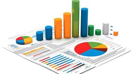 3D Bar Graph and Pie Chart on Business Report