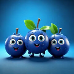 Cute Cartoon Blueberries Food Characters