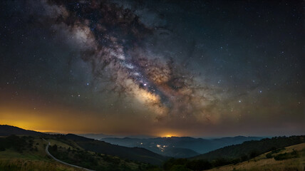 Fototapeta premium view of milky way at the mountains