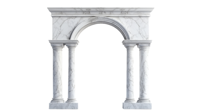 Marble arch with columns, transparent background