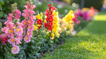 Obraz premium Colorful flower garden in springtime bloom