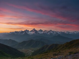 Obraz premium Sunrise in the Beautiful Natural Mountain