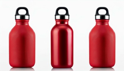 Red reusable water bottle mockup isolate on white background