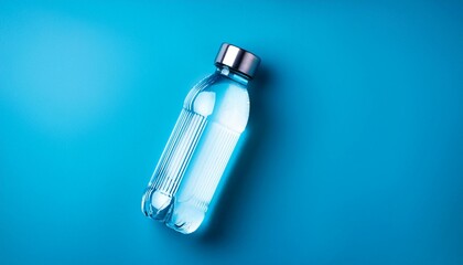 Water bottle mockup isolate on blue background 