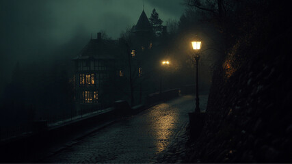 transylvania 1920's during night, cinematic