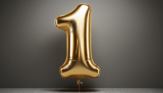 1th Foil Helium Birthday Decoration Balloons, Golden 1 Balloons For Wedding Anniversary Birthday Party Decors, 1 Year Old Boy Girl Birthday Balloons . One number helium birthday ballons	
