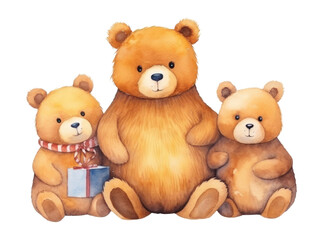 Fototapeta premium PNG Bear family animal toy white background.