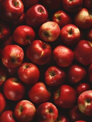 Fresh ripe red apples as background, top view