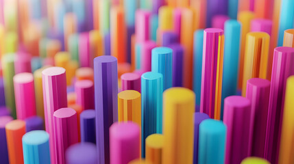 Obraz premium 3D cartoon illustration of colorful charts and graphs representing data trends 
