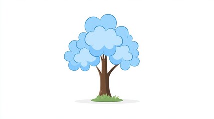 Whimsical Blue Treetop in Spring Landscape