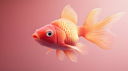 3D illustration of a fish in a minimal environment   