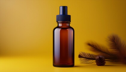 Fototapeta premium Blank bottle of a beard oil mockup on red background 