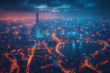 Obraz premium Smart City Innovation Landscape Showcasing Digital Transformation Opportunities