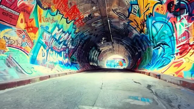 Graffiti-covered underpass transformed into an urban gallery, Video