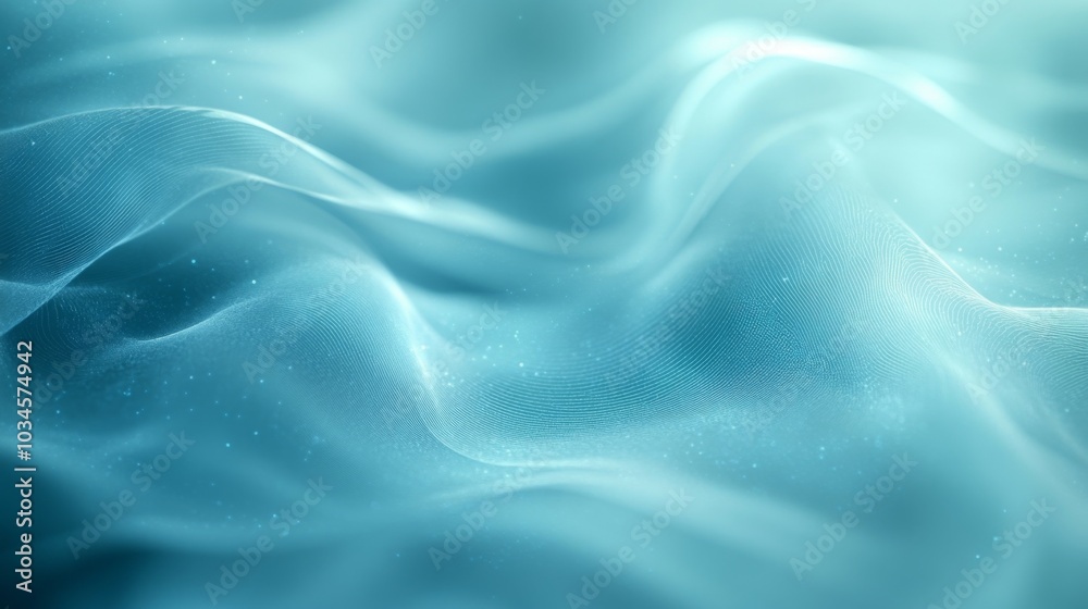 Poster delicate blue fabric flows gracefully, forming smooth waves that catch light subtly and enhance the 