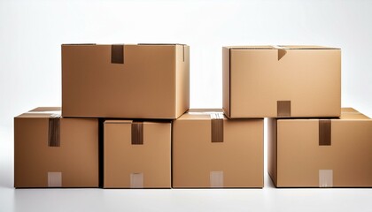Obraz premium Stacks of cardboard moving boxes