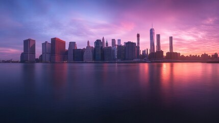 Naklejka premium Manhattan Skyline at Sunset
