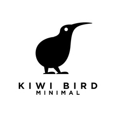 Kiwi bird logo icon design minimal simple black white
