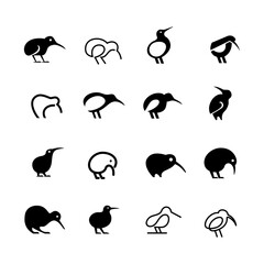Kiwi bird logo icon design minimal simple black white